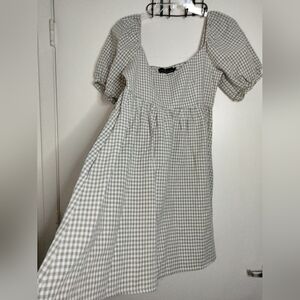 Pomander Place (Size S) Checkered Pattern Puff Sleeve Slip Pockets Abigail Dress